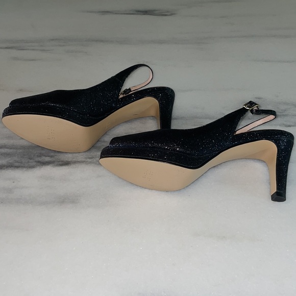 Black glitter open toe heels. - Picture 7 of 7